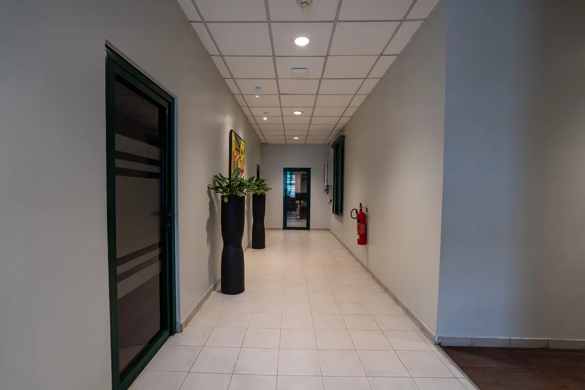 Office hallway at an AZERRA workplace in Suriname